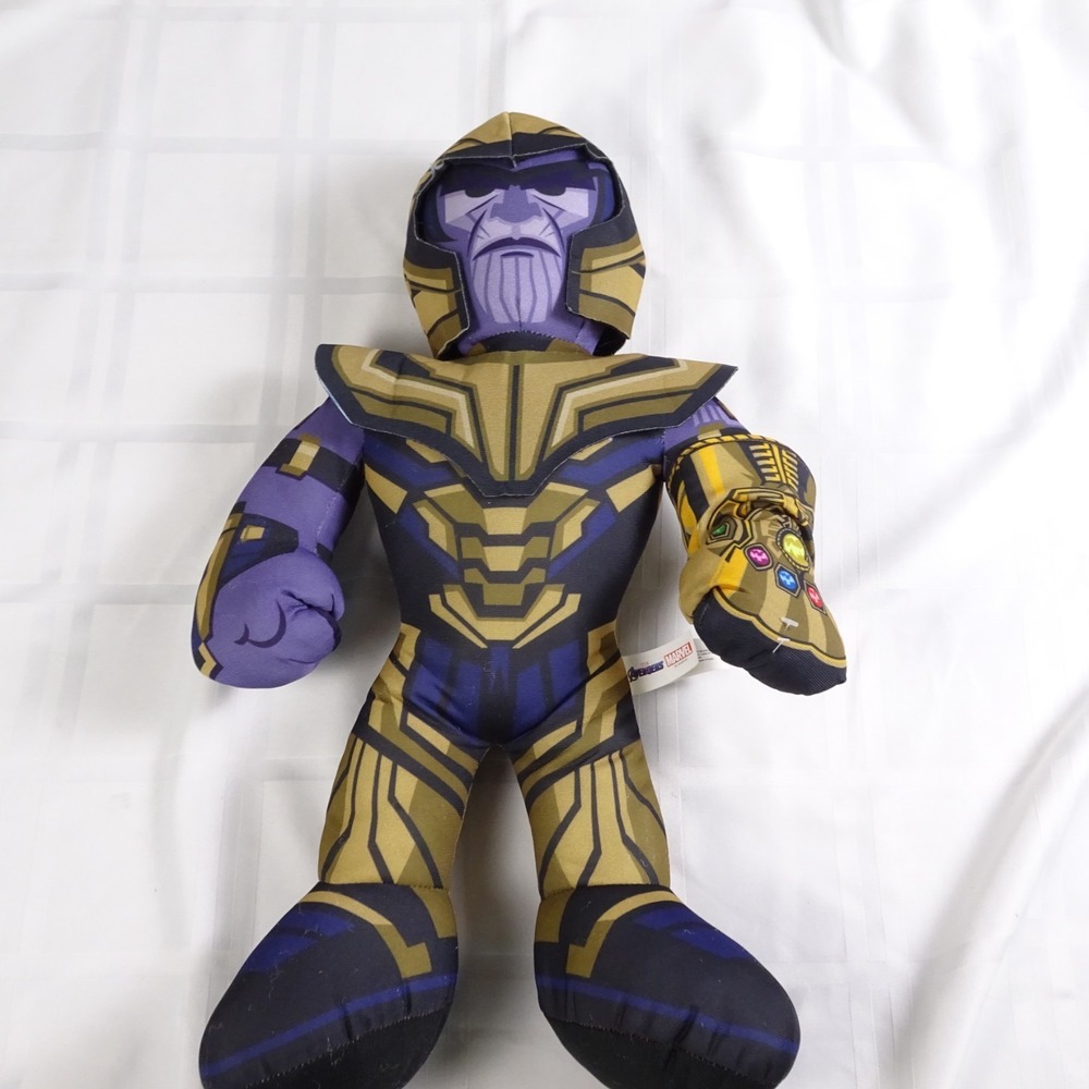 Marvel Avengers Endgame Thanos Plush toy with the Infinity Gauntlet. 21"